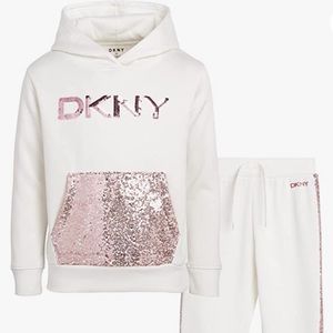NWT DKNY Girls Jogger Hoodie and Sweatpants Set - Size 2T